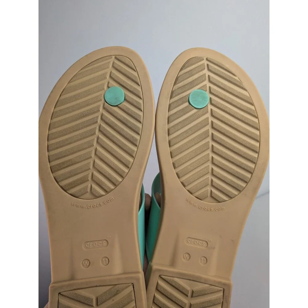 Crocs Tulum Flip Sandals Women’s Size 11 Jade Stone Bright Blue Thong Flop Shoes